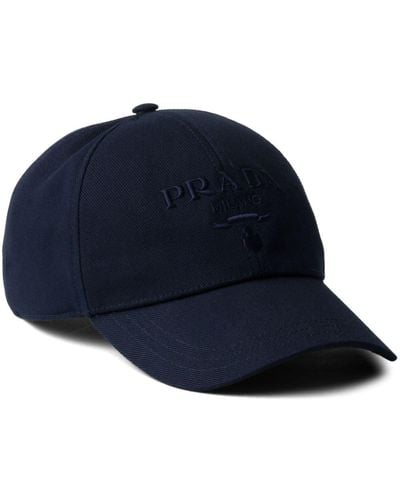 Prada Logo-embroidered Cotton Cap - Blue