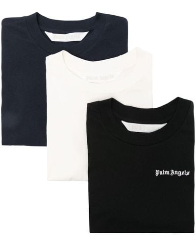 Palm Angels Set de tres camisetas Classic con logo bordado - Negro