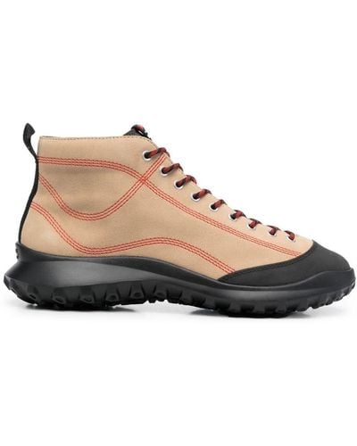 Camper Ankle Lace-up Panelled Boots - Natural