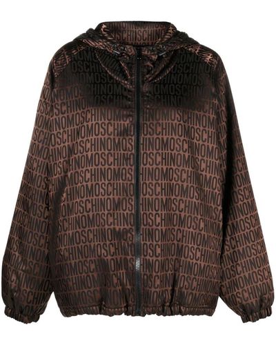 Moschino Monogram-print Hooded Jacket - Brown