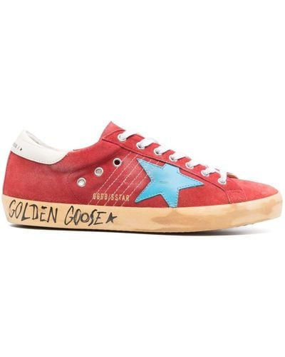 Golden Goose Golden Goose Deluxe Marke Rot Und Blau Wildleder Superstar -sneaker - Rood