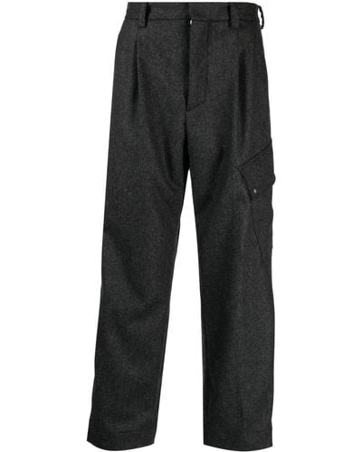 OAMC Pleat-detail Mid-rise Cropped Pants - Black