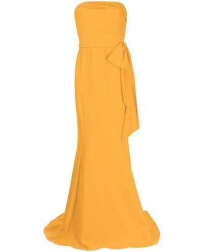 Amsale Asymmetric-edge Strapless Gown - Yellow