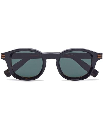 Zegna Oval-frame Tinted-lenses Sunglasses - Blue