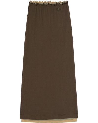 Jil Sander Layered Cotton Midi Skirt - Brown