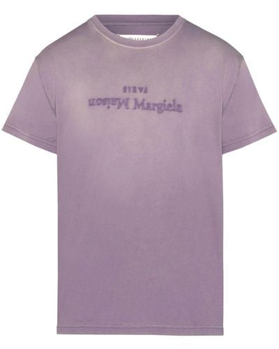 Maison Margiela T-shirt en coton à imprimé Reverse Logo - Violet