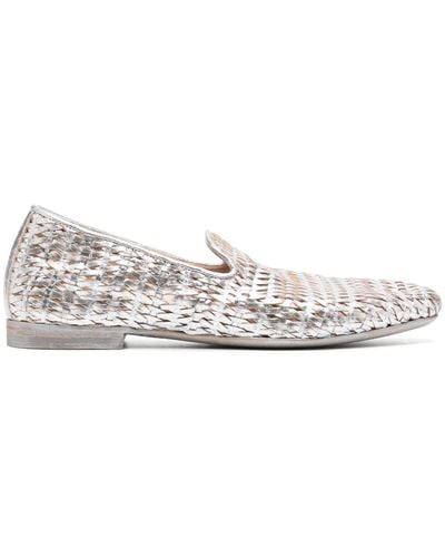Officine Creative Metallic-effect Calf-leather Loafers - White