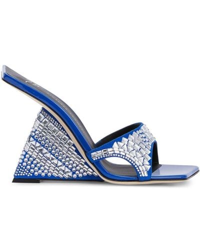 Giuseppe Zanotti Akira Shine 105mm Wedge Sandals - Blue
