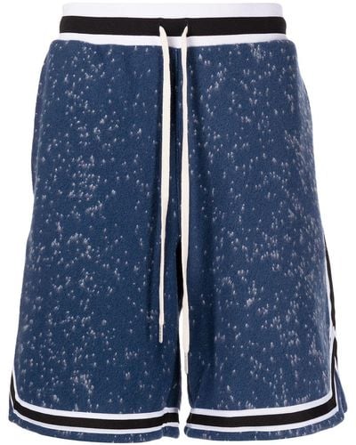 John Elliott Speckle Knit Drawstring Shorts - Blue
