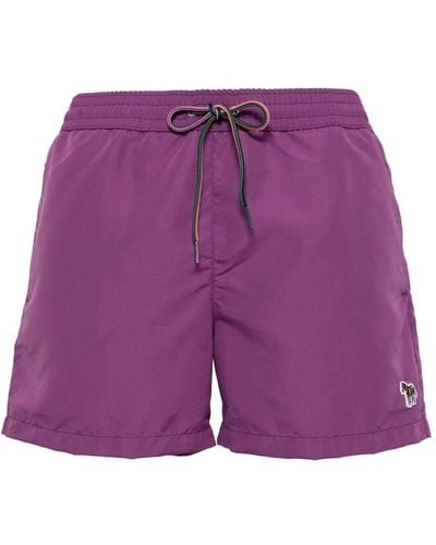 Paul Smith Zebra-motif Drawstring-waist Swim Shorts - Purple