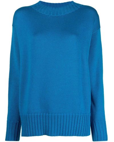 Drumohr Ribbed-trim Merino Jumper - Blue