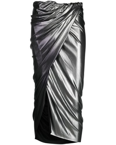 Rick Owens Lilies Ombré-effect Draped Midi Skirt - Black