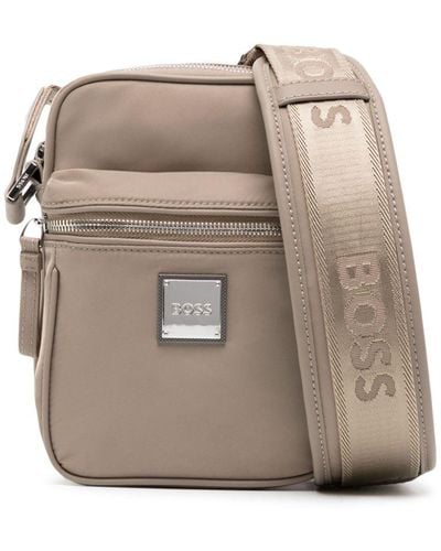 BOSS Logo-plaque Messenger Bag - Gray