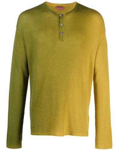 Zegna X The Elder Statesman Ombré Waffle-knit Sweater - Green