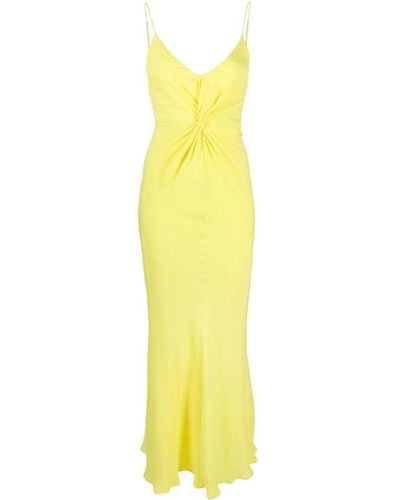 MSGM Knot-detailed Long-length Dress - Yellow