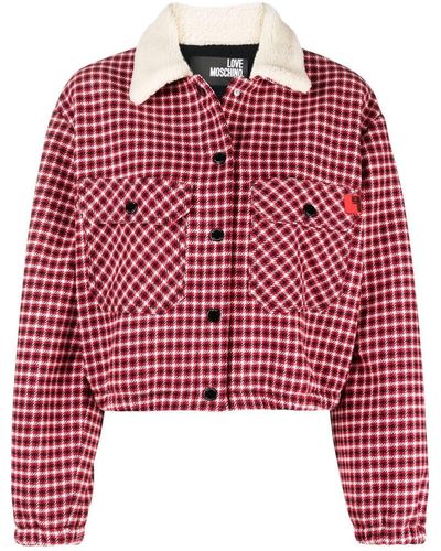 Love Moschino Houndstooth-print Cropped Jacket - Red