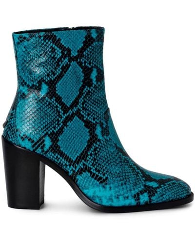 Zadig & Voltaire Preiser 85mm snakeskin-effect ankle boots - Blau