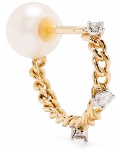 Delfina Delettrez Pendiente Unchain My Art en oro amarillo de 18kt con diamante y perla - Metálico