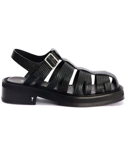 Ami Paris Caged Leather Sandals - Black