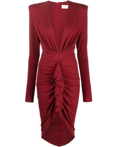 Alexandre Vauthier Asymmetrische Midi-jurk - Rood