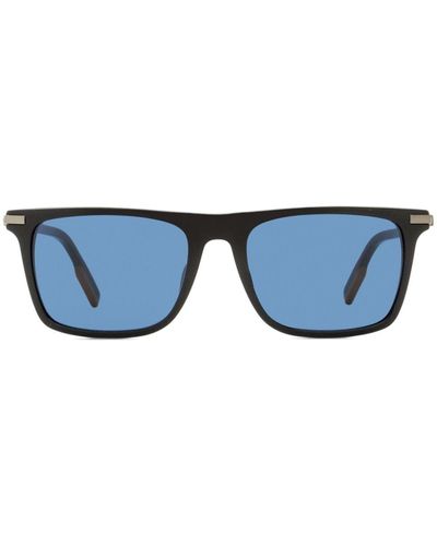 Zegna Logo-print Square-frame Sunglasses - Blue