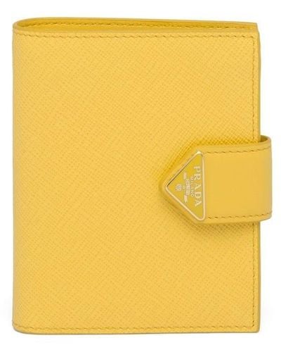 Prada Logo-plaque Bi-fold Wallet - Yellow