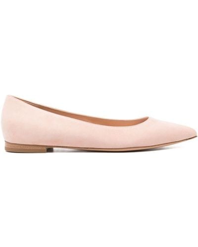 Gianvito Rossi Suede Pointed-toe Ballerina Shoes - Pink
