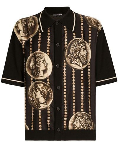 Dolce & Gabbana Stripe-detail Short-sleeve Shirt - Black