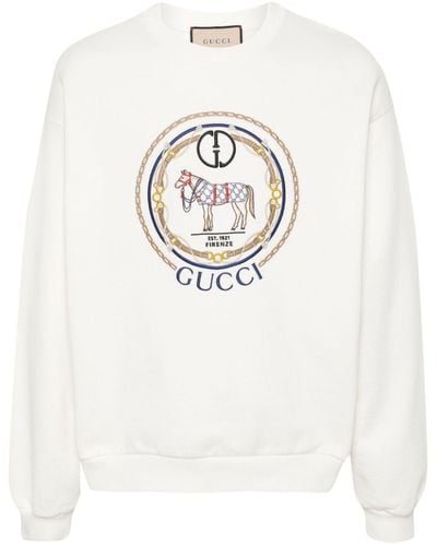 Gucci Katoenen Sweater Met GG-logo Borduurwerk - Wit