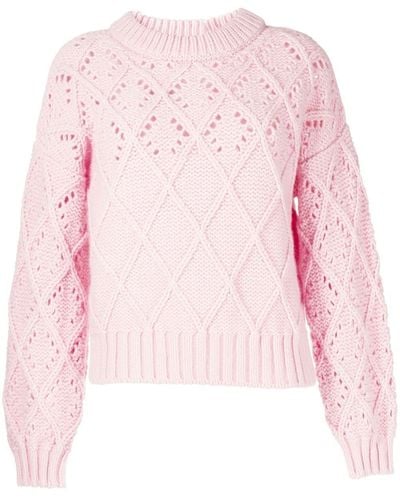 Pringle of Scotland Diamond-pattern Wool Sweater - Pink