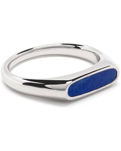 Tom Wood Sterling Silver Mario Lapis Signet Ring - Blue
