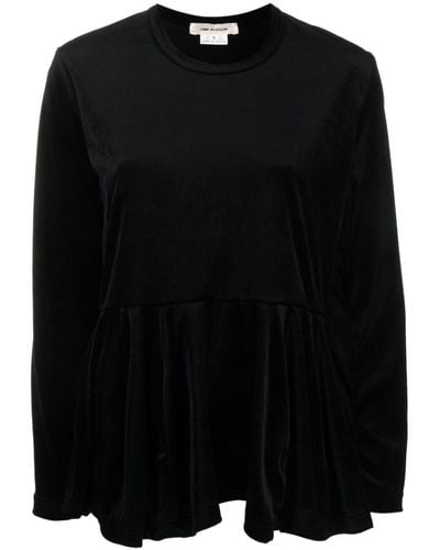 Comme des Garçons Flared-hem Velvet-effect T-shirt - Black