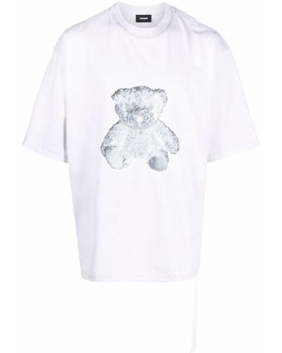 we11done T-Shirt mit Teddy-Print - Grau