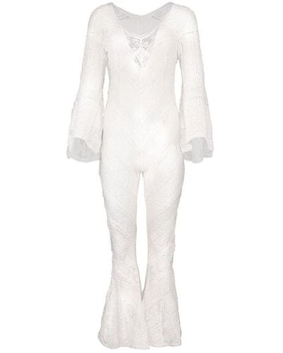 Charo Ruiz Risha Lace-embellished Jumpsuit - White