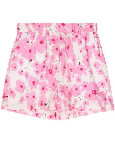 MSGM Daisy-print Cotton Shorts - Pink