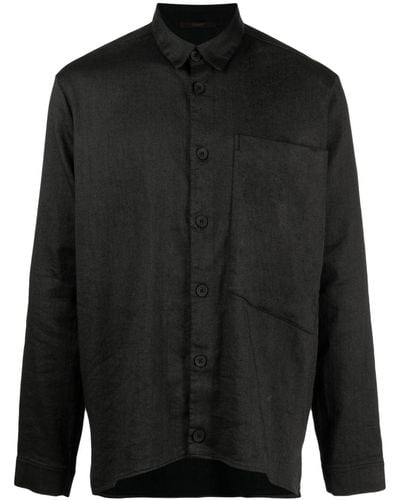 Transit Hemd mit aufgesetzten Taschen - Schwarz