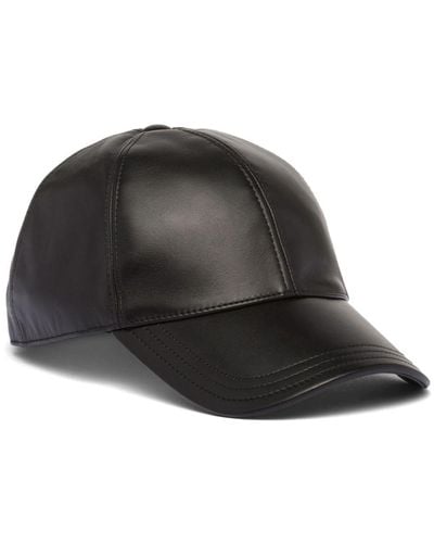 Prada Logo-plaque Leather Baseball Cap - Black