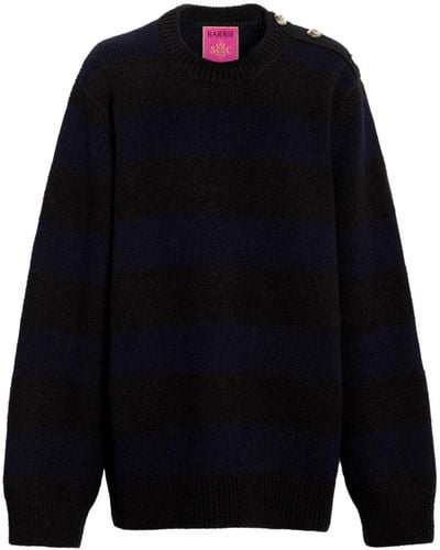 Barrie Striped Ribbed-knit Jumper - Blue