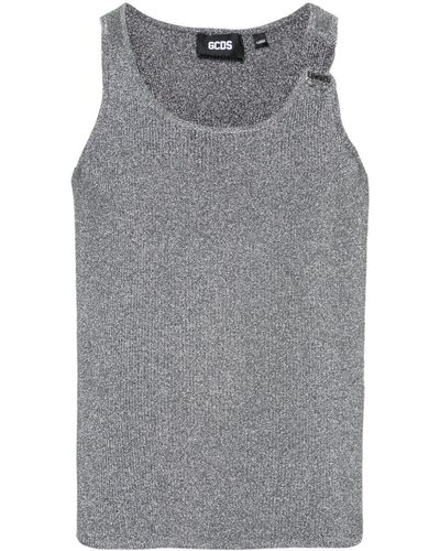 Gcds Hoop Metallic-knit Tank Top - Grey