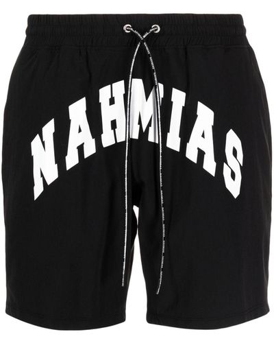 NAHMIAS Logo-print Drawstring-waist Track Shorts - Black