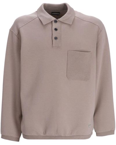 Emporio Armani Sweatshirt mit Poloshirtkragen - Braun