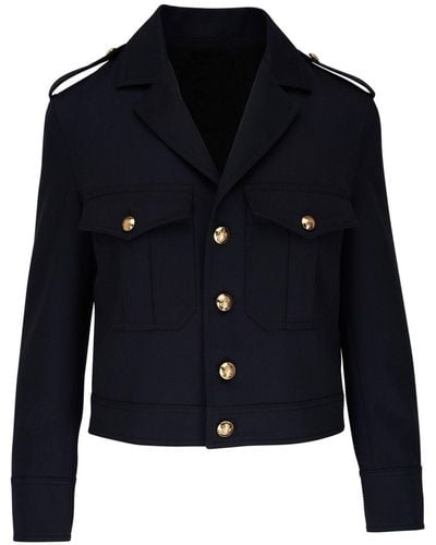 Nili Lotan Lourdes Cropped Military Jacket - Blue