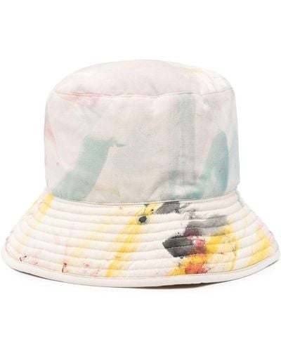 Romualda Sombrero de pescador reversible con motivo de salpicadura - Blanco