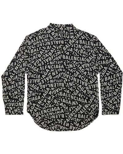 Balenciaga Chemise à logo imprimé - Noir