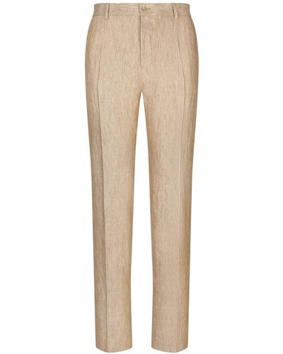 Dolce & Gabbana Linen Tailored Trousers - Natural