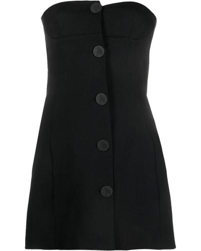 The Attico Asymmetric Buttoned Minidress - Black