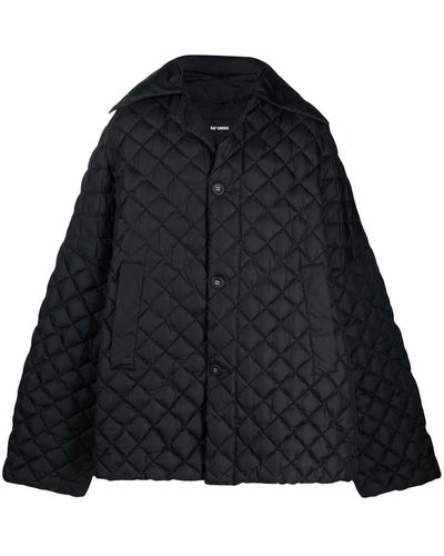Raf Simons Oversized Diamond-quilted Coat - Black