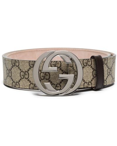 Gucci GG Supreme Riem Met G-gesp - Grijs