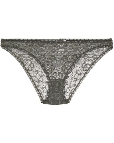 Eres Riviere Floral-lace Briefs - Gray