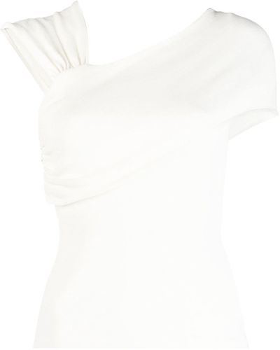 FEDERICA TOSI Ribbed-knit Asymmetric Top - White